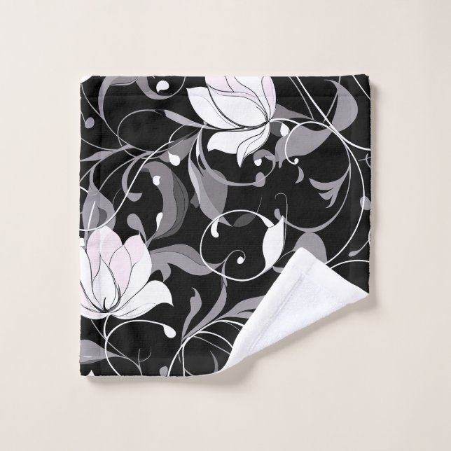 Elegant Noir Floral Swirl Waschlappen (Waschlappen)