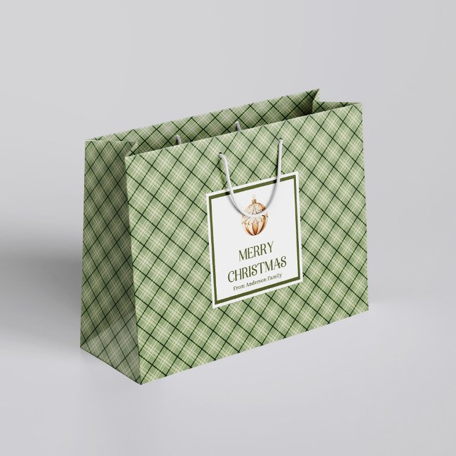 Elegant Nordic Christmas Gift Bag in Sage and Gold Große Geschenktüte (Elegant Nordic Christmas Gift Bag in Sage and Gold)