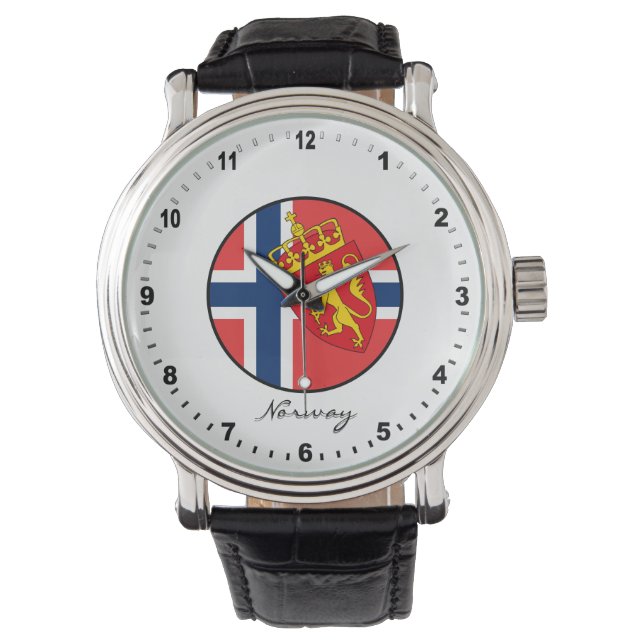 Elegant Norwegen Watch & Norwegische Flagge Armbanduhr (Vorderseite)