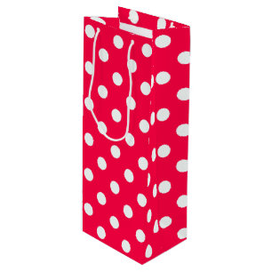 Elegant Nostalgic Christmas Red White Polka Dots Geschenktüte Für Weinflaschen