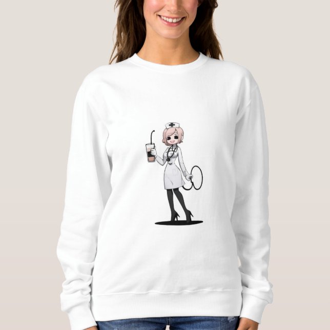 Elegant Nurse Coffee Sweatshirt (Vorderseite)