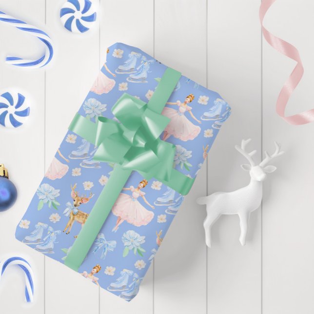 Elegant Nutcracker Ballerina Bows Ice Skate Geschenkpapier (Von Creator hochgeladen)