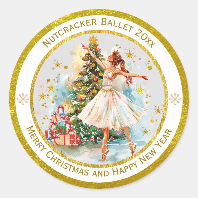 Elegant Nutcracker Merry Christmas and New Year Runder Aufkleber (Vorderseite)