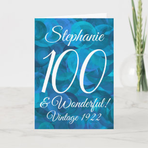Elegant Ocean Blue 100 & Wonderful Birthday Karte
