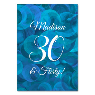 Elegant Ocean Blue 30 & Kokette Geburtstagsparty Tischnummer