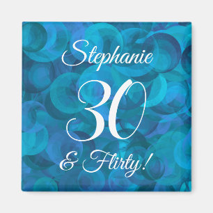 Elegant Ocean Blue 30 und Kokette Geburtstagsparty Magnet