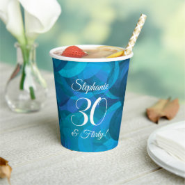 Elegant Ocean Blue 30 und Kokette Geburtstagsparty Pappbecher