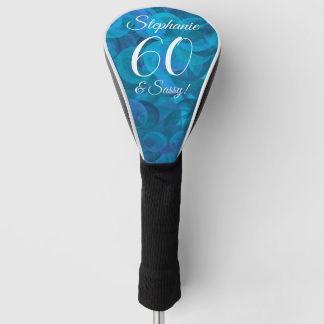Elegant Ocean Blue 60 und Sassy Birthday Party Golf Headcover (Vorderseite)