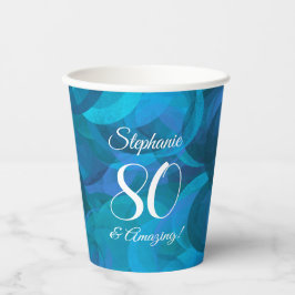 Elegant Ocean Blue 80 und Phantastische Geburtstag Pappbecher