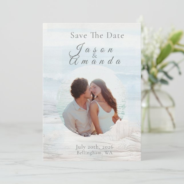 Elegant Ocean-Inspired Save the Date Card Einladung (Stehend Vorderseite)