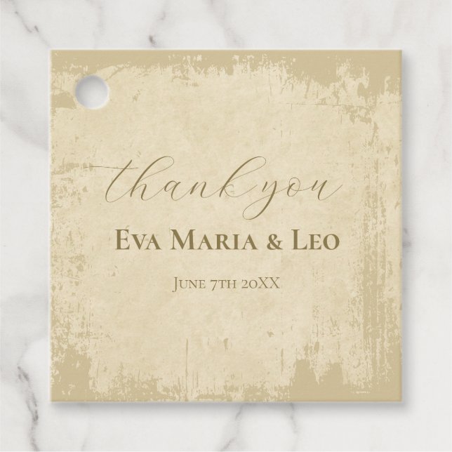 Elegant Off-White Grunge Wedding Vielen Dank Geschenkanhänger (Vorderseite)