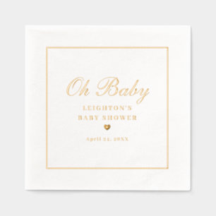 Elegant Oh Baby Script Calligraphy Baby Shower Servietten Mit Folie