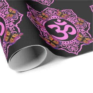 Elegant ohm mandala Design Rosa lila Schmetterling Geschenkpapier