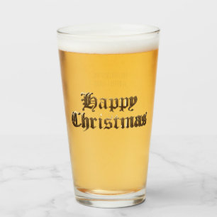 Elegant Old English Lettering Frohe Weihnachten Glas