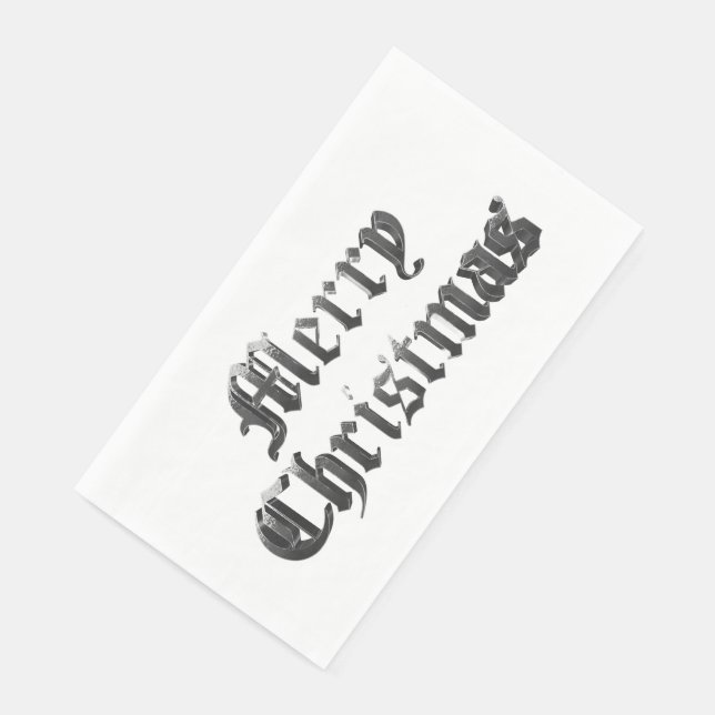 Elegant Old English Lettering Frohe Weihnachten Serviette (Ecke)