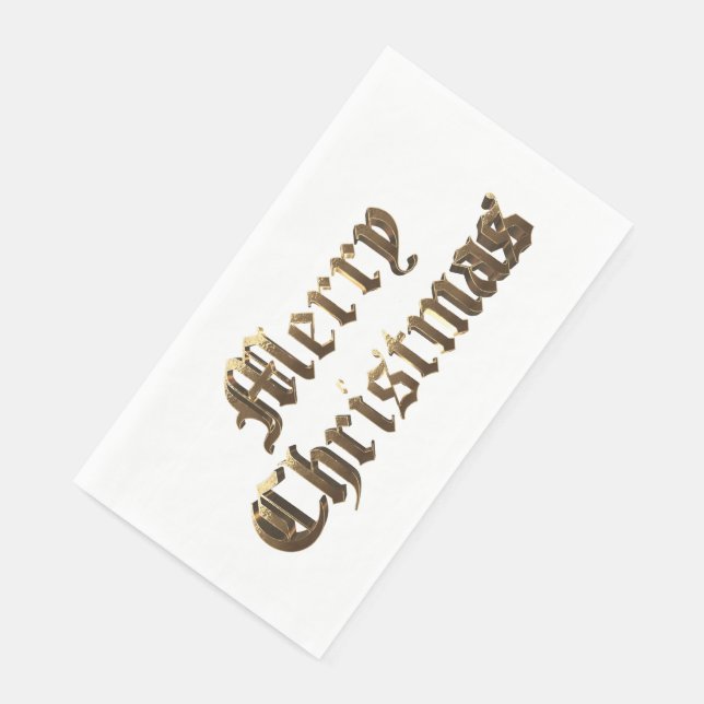 Elegant Old English Lettering Frohe Weihnachten Serviette (Ecke)