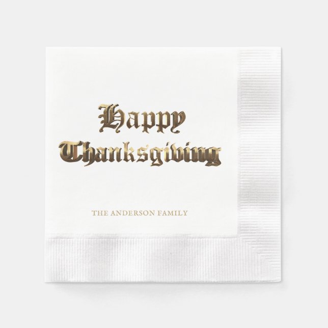 Elegant Old English Lettering Happy Thanksgiving Serviette (Vorderseite)
