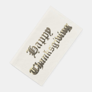 Elegant Old English Lettering Happy Thanksgiving Serviette