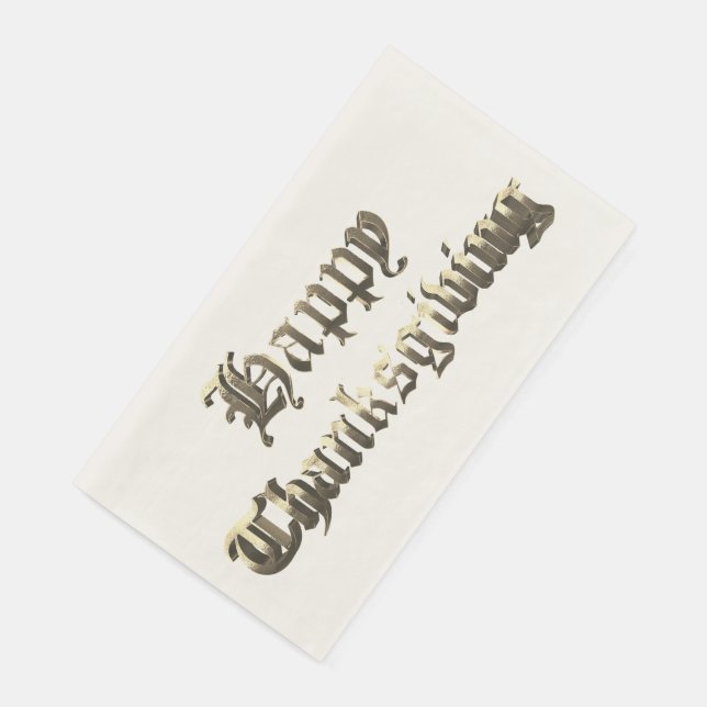 Elegant Old English Lettering Happy Thanksgiving Serviette (Ecke)