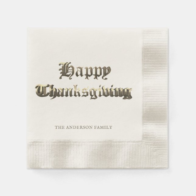 Elegant Old English Lettering Happy Thanksgiving Serviette (Vorderseite)