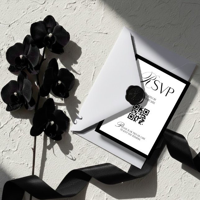 Elegant Old Money Black and White  RSVP Karte (Von Creator hochgeladen)