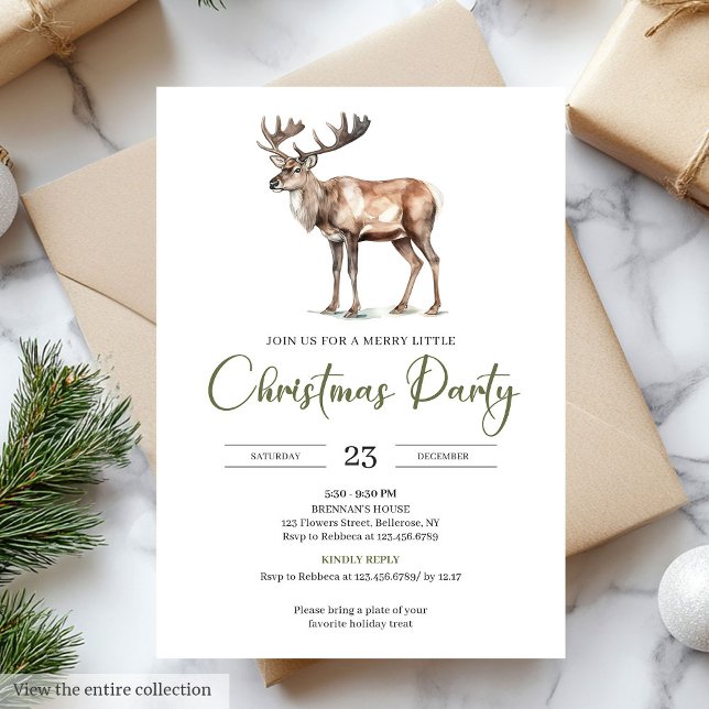 Elegant Olive Beige Minimalist Christmas Party Einladung (Elegant Olive Beige Minimalist Christmas Party

)