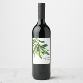 Elegant Olive Boho Garden Wedding Weinetikett