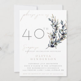Elegant Olive Branch Surprise Birthday Invitation Einladung