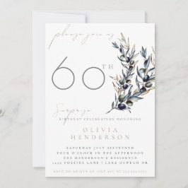 Elegant Olive Branch Surprise Birthday Invitation Einladung