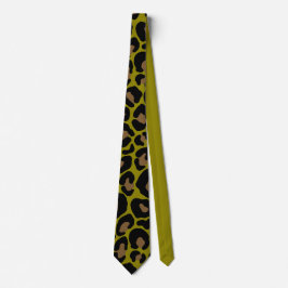 Elegant olive green and black leopard Print Krawatte