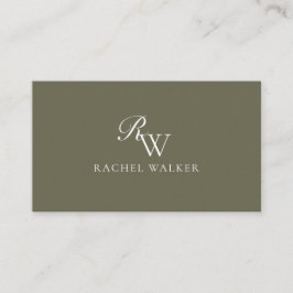 Elegant Olive Green Monogram Visitenkarte