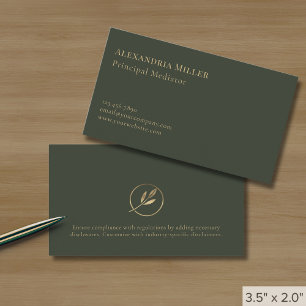 Elegant Olive Green Visitenkarte