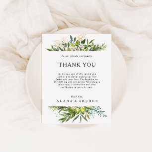 Elegant Olive Greenery Danke Empfang Card Postkarte
