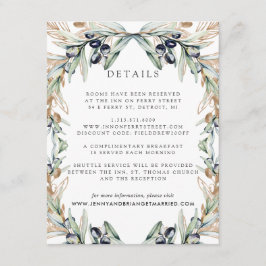 Elegant Olive Grove Boho Wedding Guest Details Begleitkarte