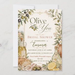 Elegant Olive You Brautparty Einladung
