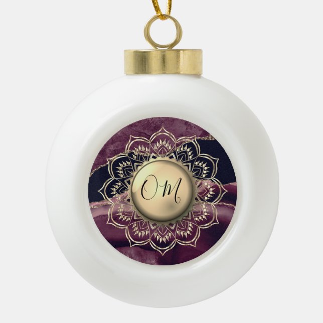 Elegant OM Mandala Marble Keramik Ball Christma Keramik Kugel-Ornament (Vorderseite)