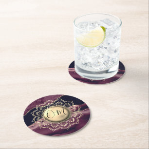 Elegant OM Mandala Marble Runder Pappuntersetzer