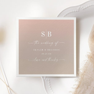 Elegant Ombre Blush & Beige Mit Monogramm Wedding Serviette
