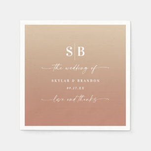 Elegant Ombre Clay & Gold Mit Monogramm Wedding Serviette