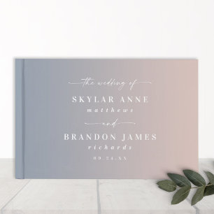 Elegant Ombre Dusty Blue & Light Pink Wedding Gästebuch
