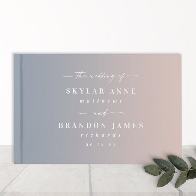 Elegant Ombre Dusty Blue & Light Pink Wedding Gästebuch (Von Creator hochgeladen)