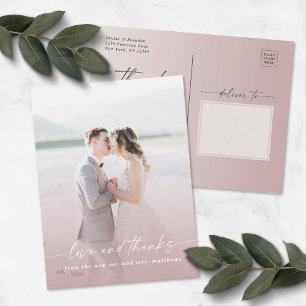 Elegant Ombre Dusty Mauve Wedding Foto Overlay Postkarte