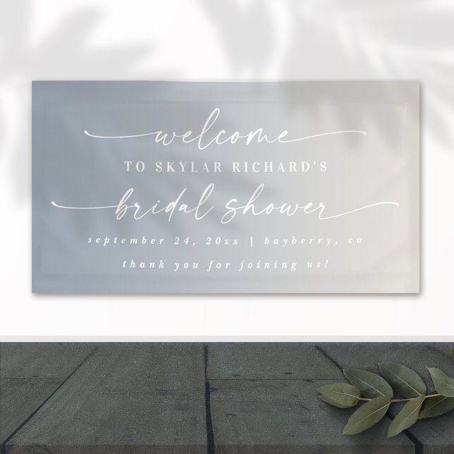 Elegant Ombre Ivory & Blue Brautparty Willkommen Banner (Von Creator hochgeladen)