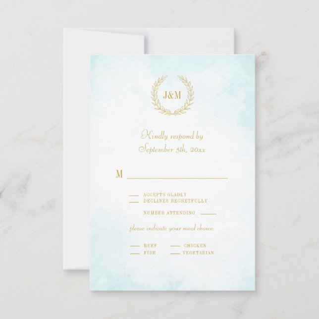 Elegant Ombre Minimalistisch Monogram RSVP Karte (Vorderseite)