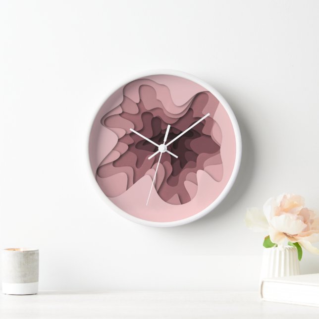 Elegant Ombre Pink Layers Square Wall Clock Uhr (Zuhause)