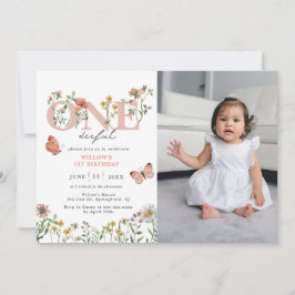 Elegant Onederful Wildblume 1. Geburtstag Einladung