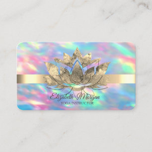 Elegant Opal Holografisch, Gold Streifen, Lotus Visitenkarte