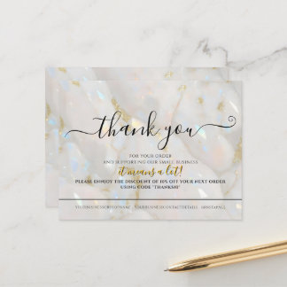 Elegant Opal Stone Custom Logo Thank You Card Postkarte