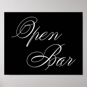 Elegant Open Bar White Script Horizontale Tabell Poster