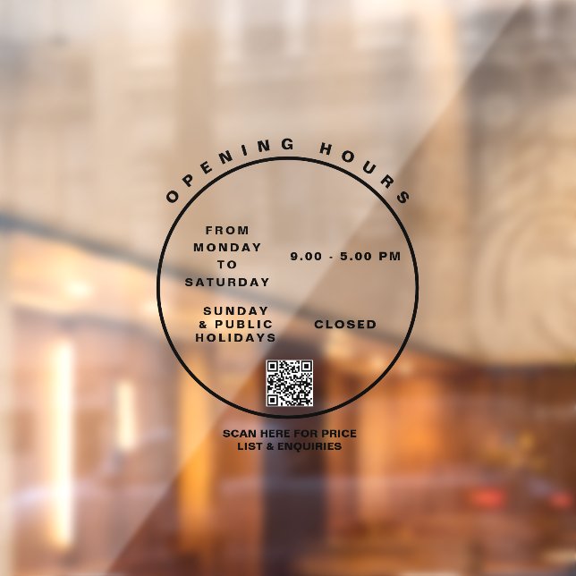 Elegant Opening Hours Boutique Office-Fensterheber Fensteraufkleber (Blatt 2)